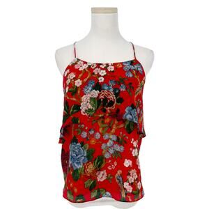 Alice + Olivia Red Floral Silk Halter Top XS Casual Designer Spring